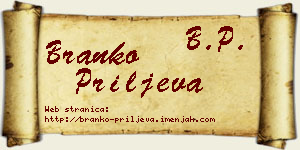 Branko Priljeva vizit kartica